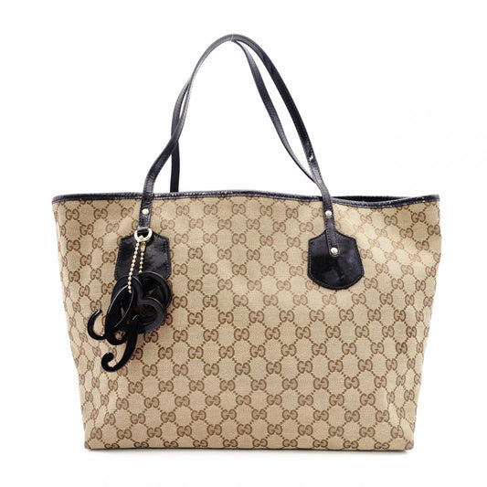 GUCCI Jolly GG Canvas Tote Bag, Canvas/Leather, Beige