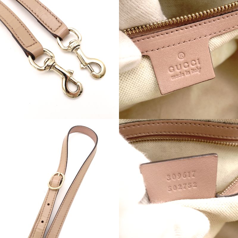 GUCCI Micro Gucci Sima Handbag Pink Beige Patent Leather 2-Way Shoulder Leather 7-12-457