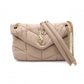 SAINT LAURENT Lulu Puffer Leather Chain Shoulder Bag, Leather, Beige, Crossbody, Gold Hardware