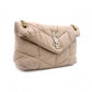 SAINT LAURENT Lulu Puffer Leather Chain Shoulder Bag, Leather, Beige, Crossbody, Gold Hardware