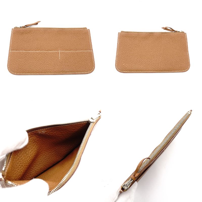 HERMES Dogon GM Long Wallet Leather Brown Silver Hardware Wallet □P Stamped Gold Togo 7-12-513