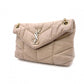 SAINT LAURENT Lulu Puffer Leather Chain Shoulder Bag, Leather, Beige, Crossbody, Gold Hardware
