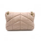 SAINT LAURENT Lulu Puffer Leather Chain Shoulder Bag, Leather, Beige, Crossbody, Gold Hardware