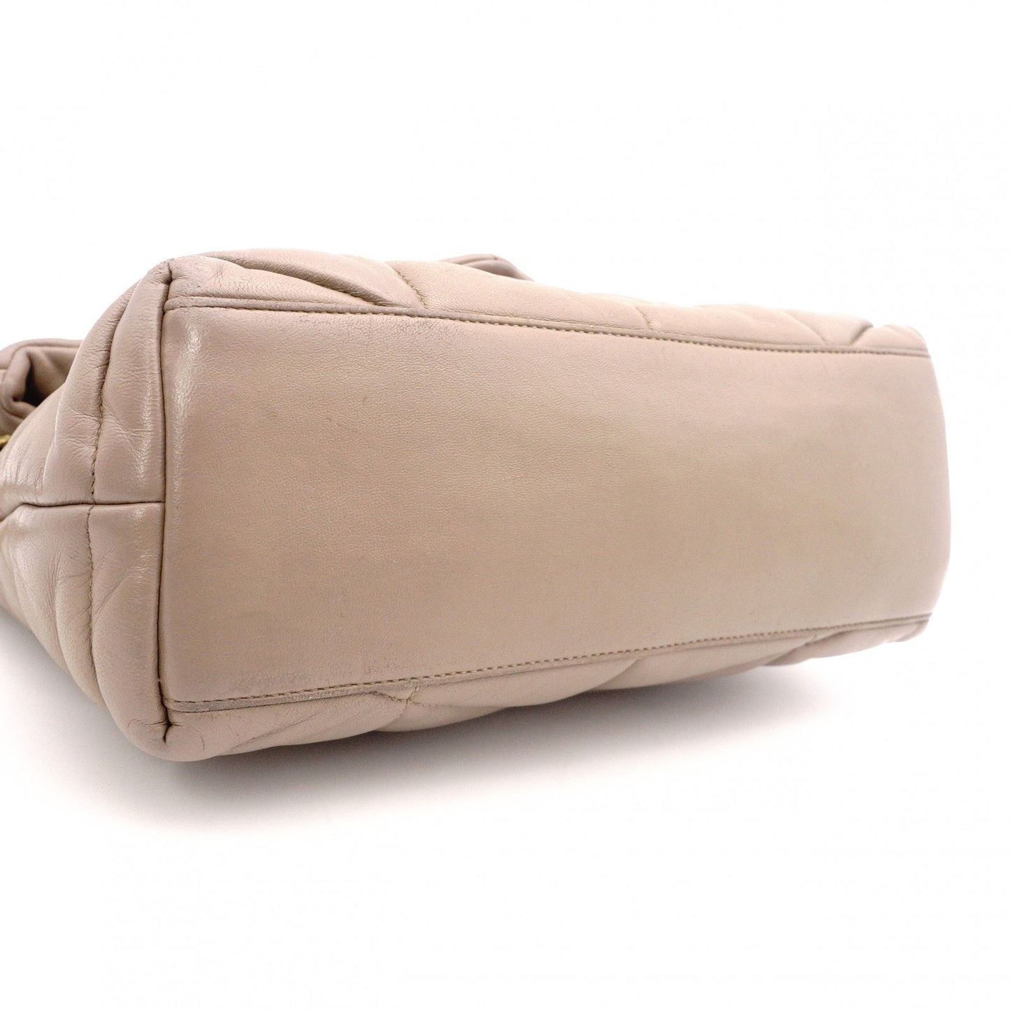 SAINT LAURENT Lulu Puffer Leather Chain Shoulder Bag, Leather, Beige, Crossbody, Gold Hardware