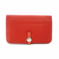 HERMES Dogon GM Long Wallet Leather Red Silver Hardware Wallet □Q Stamped Wallet 7-12-0660