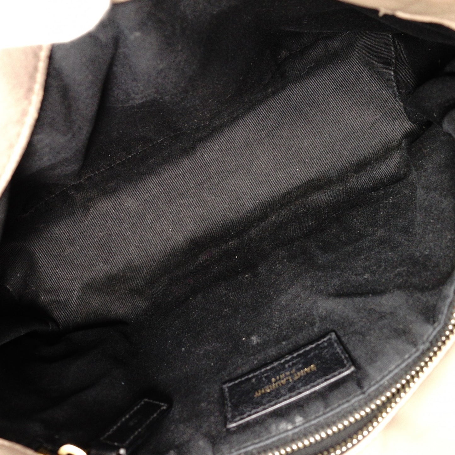 SAINT LAURENT Lulu Puffer Leather Chain Shoulder Bag, Leather, Beige, Crossbody, Gold Hardware