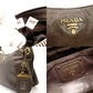 PRADA One Shoulder Bag Brown Leather Gold Hardware Brown Charm 7-12-963