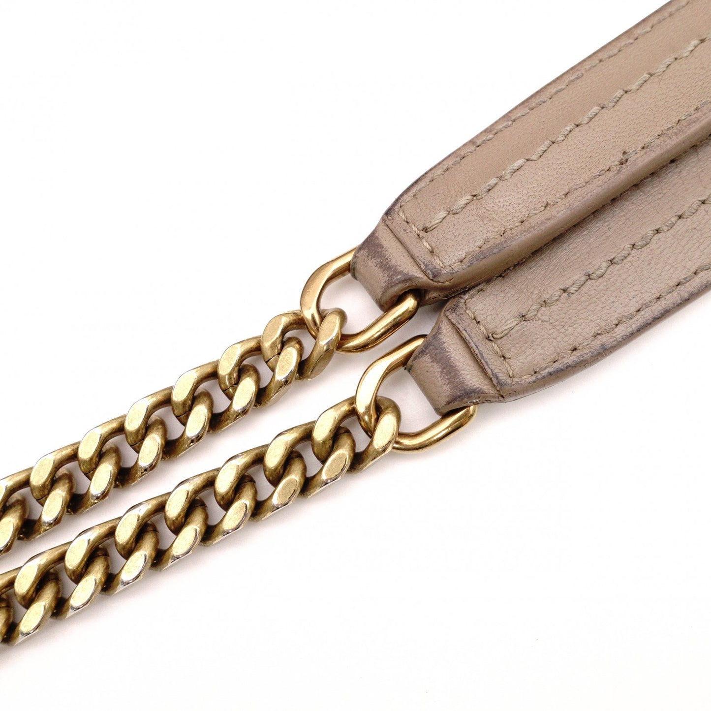 SAINT LAURENT Lulu Puffer Leather Chain Shoulder Bag, Leather, Beige, Crossbody, Gold Hardware