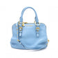 Miu Miu Madras Handbag, Leather, Blue, 2-Way Shoulder Bag, Gold Hardware