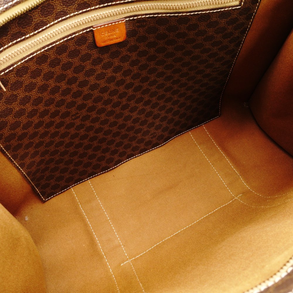 Celine Macadam Tote Bag Brown PVC Shoulder Vintage 7-12-755