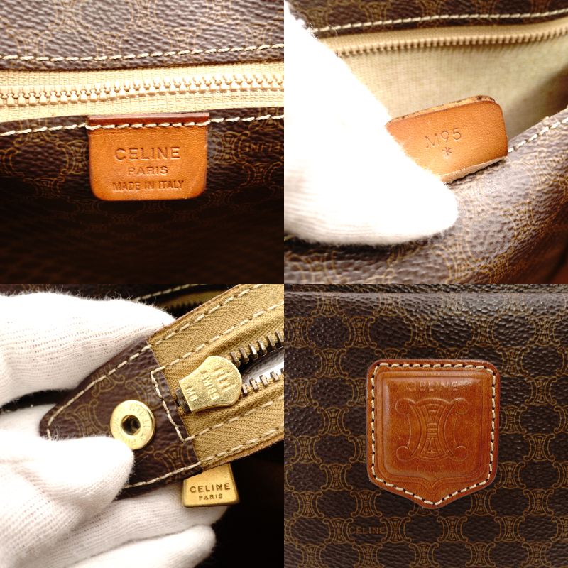 Celine Macadam Tote Bag Brown PVC Shoulder Vintage 7-12-755