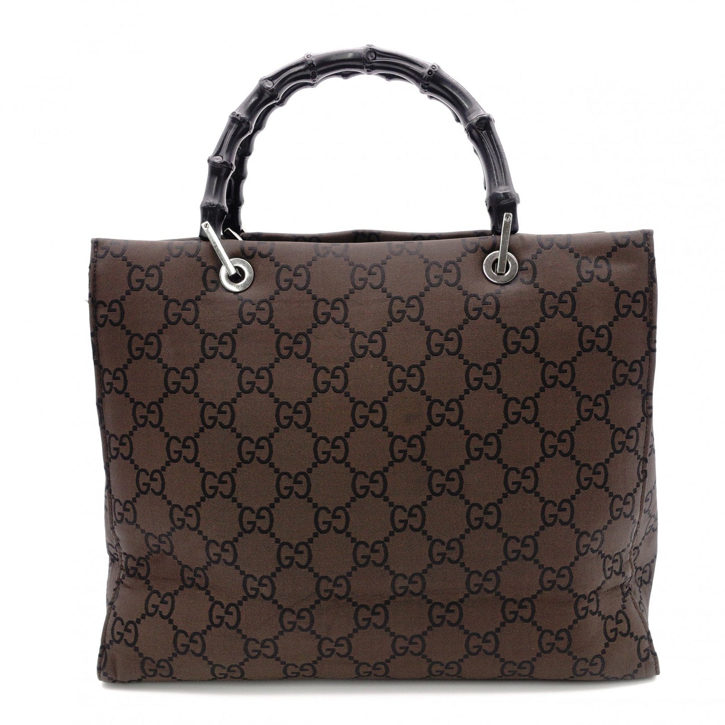 GUCCI Bamboo Handbag, Canvas, Brown