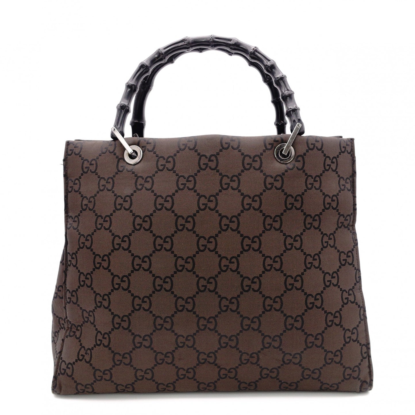 GUCCI Bamboo Handbag, Canvas, Brown