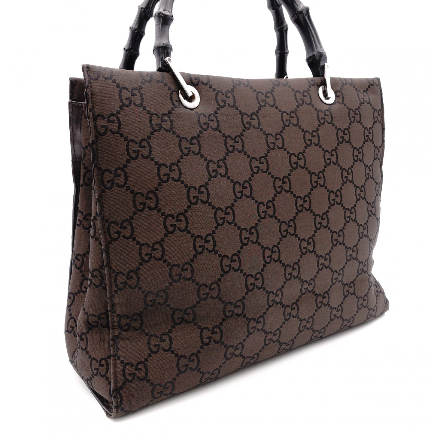 GUCCI Bamboo Handbag, Canvas, Brown