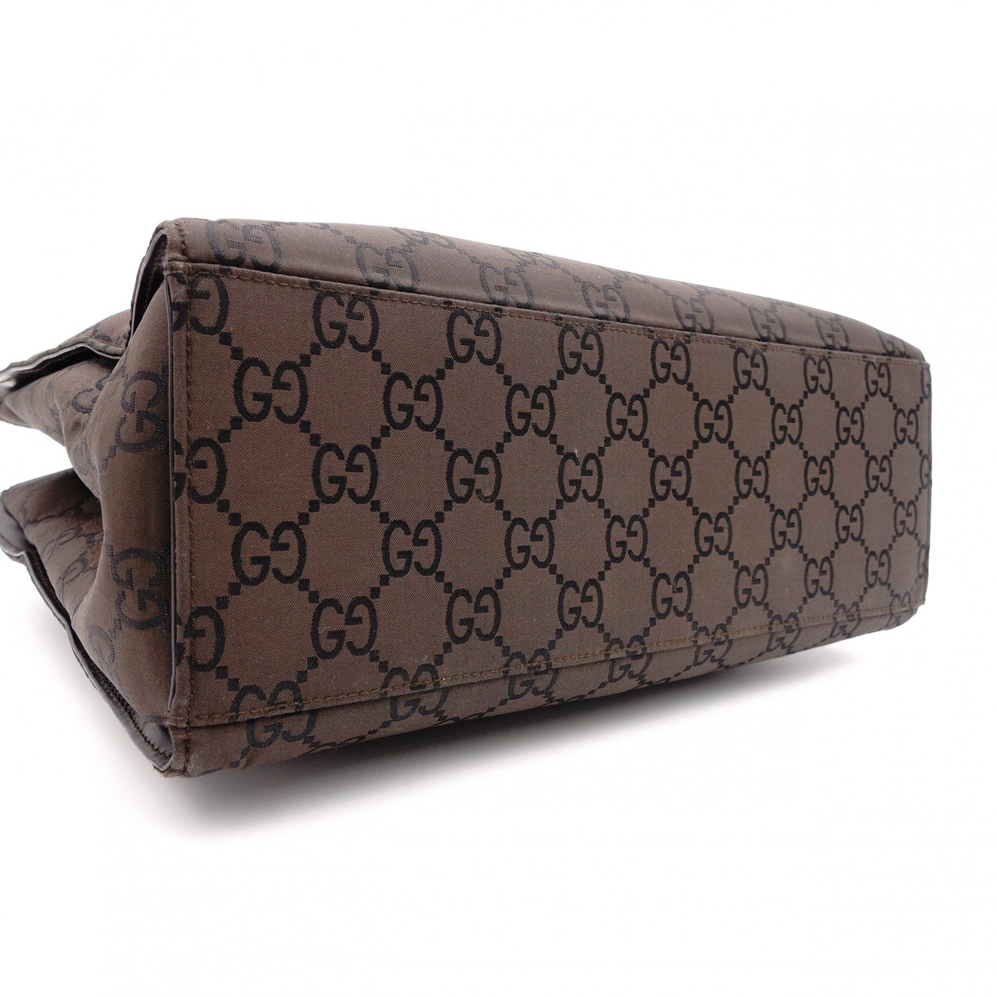 GUCCI Bamboo Handbag, Canvas, Brown