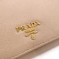 PRADA Saffiano Wallet Chain, Leather, Beige, Long Wallet, Shoulder Bag, Gold Hardware