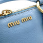 Miu Miu Madras Handbag, Leather, Blue, 2-Way Shoulder Bag, Gold Hardware