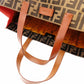 FENDI Zucca Tote Bag Canvas Brown × Orange Leather Shoulder R801023