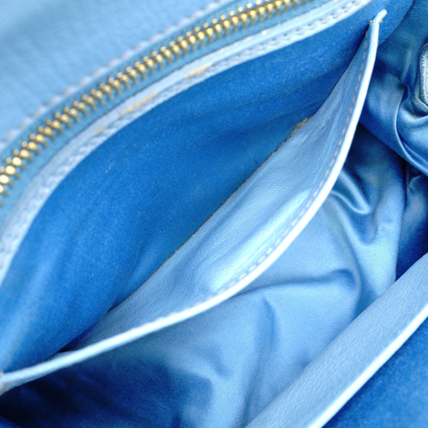 Miu Miu Madras Handbag, Leather, Blue, 2-Way Shoulder Bag, Gold Hardware