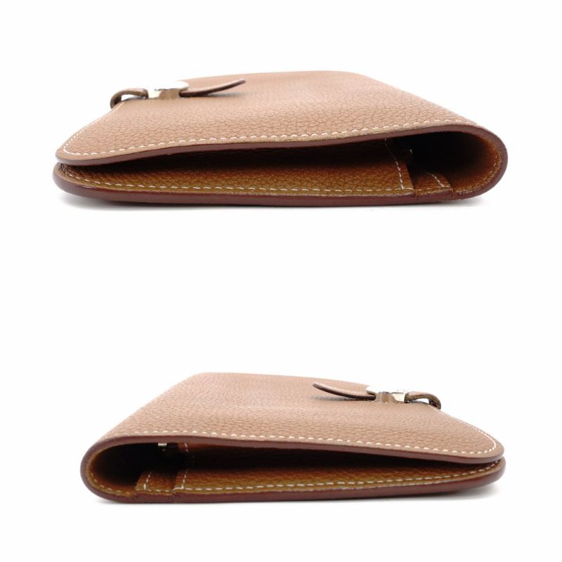 HERMES Dogon GM Long Wallet Leather Brown Silver Hardware Wallet X Engraving Wallet R801028