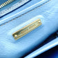 Miu Miu Madras Handbag, Leather, Blue, 2-Way Shoulder Bag, Gold Hardware