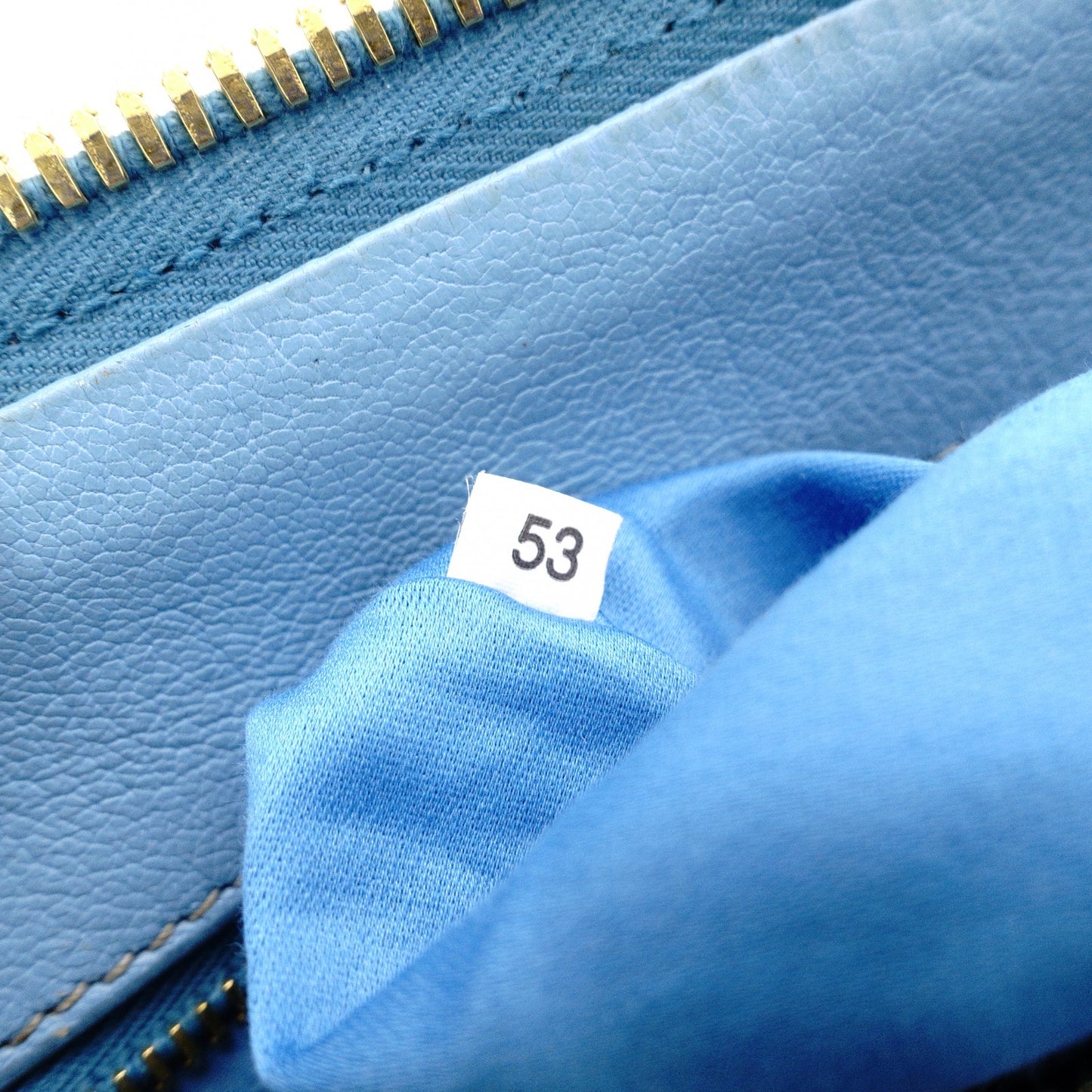 Miu Miu Madras Handbag, Leather, Blue, 2-Way Shoulder Bag, Gold Hardware