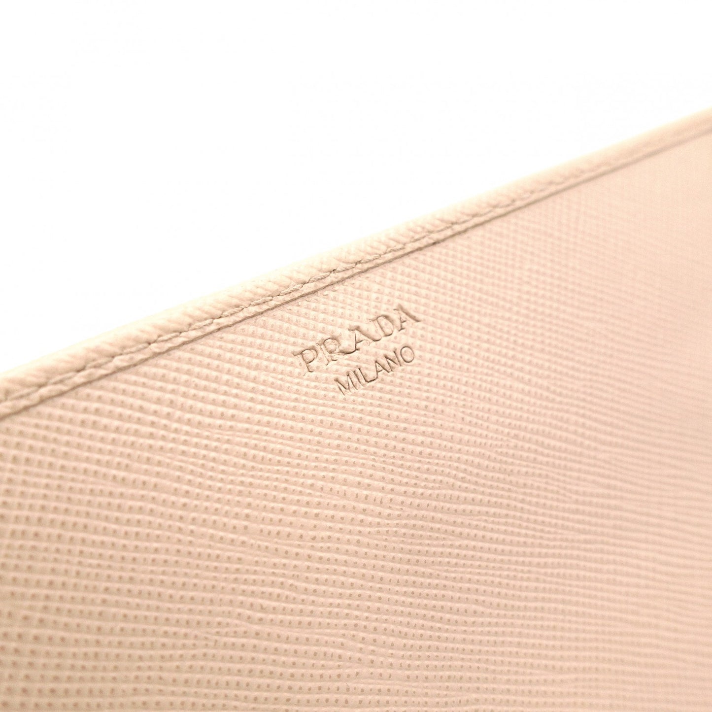PRADA Saffiano Wallet Chain, Leather, Beige, Long Wallet, Shoulder Bag, Gold Hardware