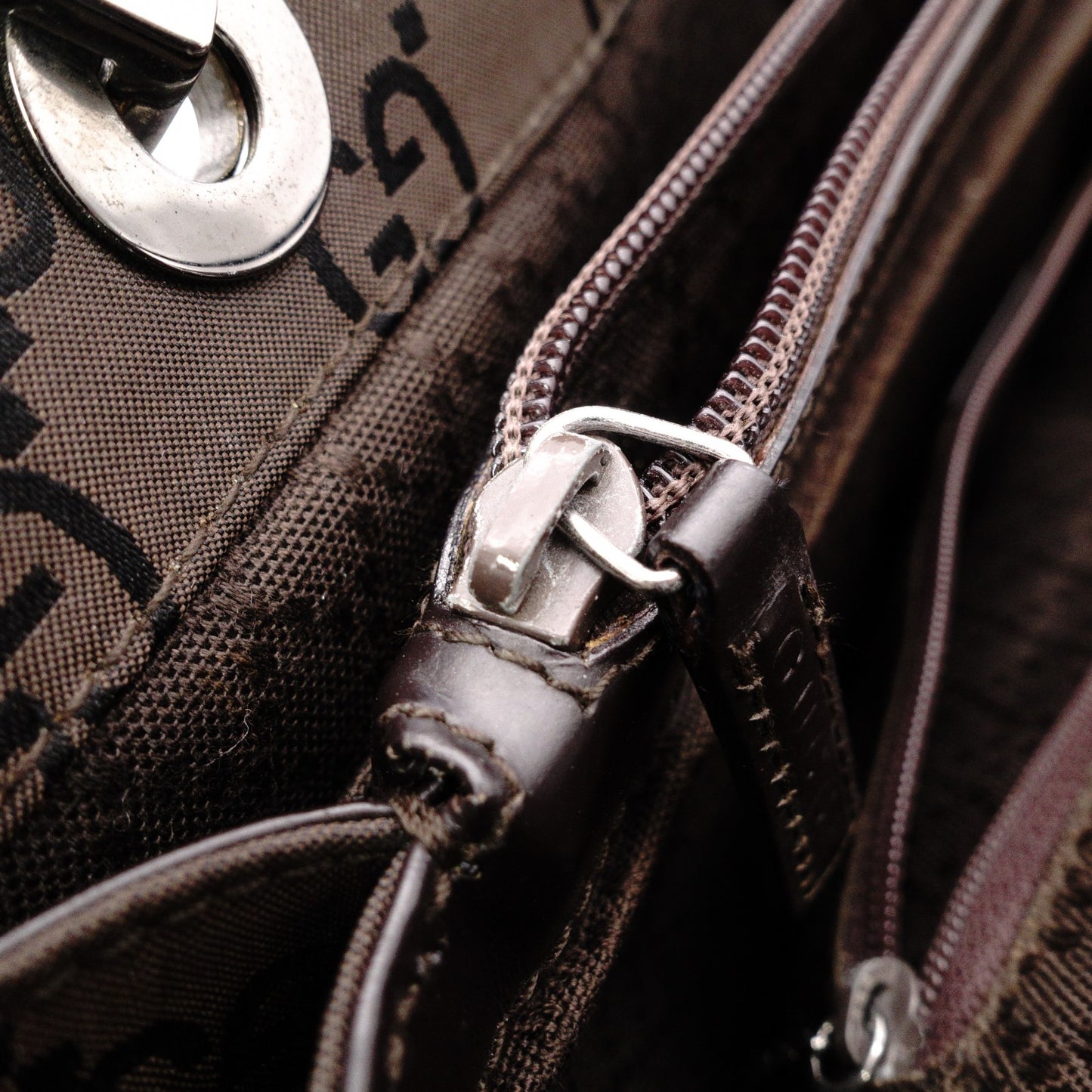 GUCCI Bamboo Handbag, Canvas, Brown