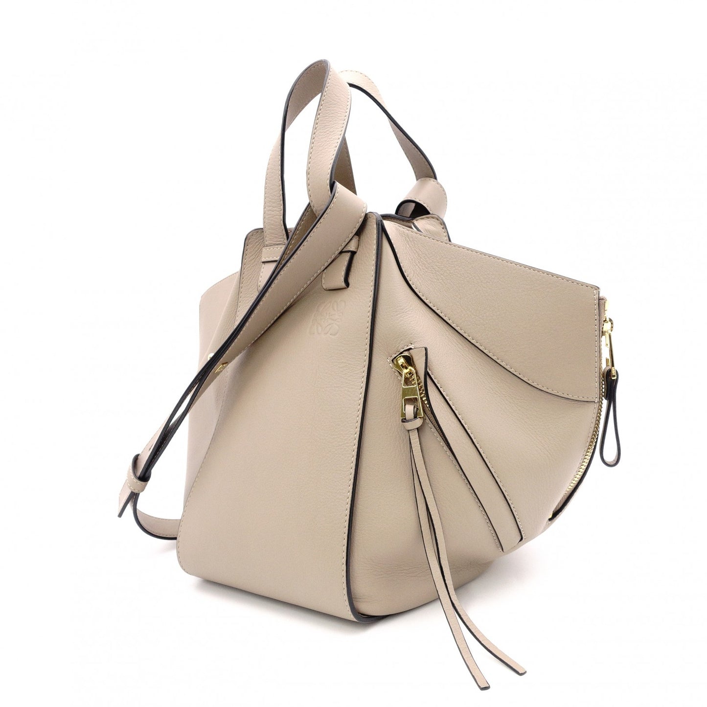 LOEWE Small Hammock Handbag, Leather, Beige, Women's, 2-Way