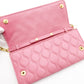 Miu Miu Leather Chain Wallet Pink Gold Hardware Quilted Long Wallet Shoulder Logo 7-11-212