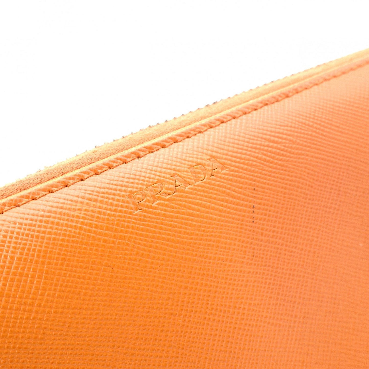 PRADA Saffiano Long Wallet, Leather, Orange, Wallet, Logo, Silver Hardware