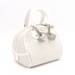 Christian Dior Gambler Dice Trotter Handbag, Canvas/Leather, White/Silver, Women's