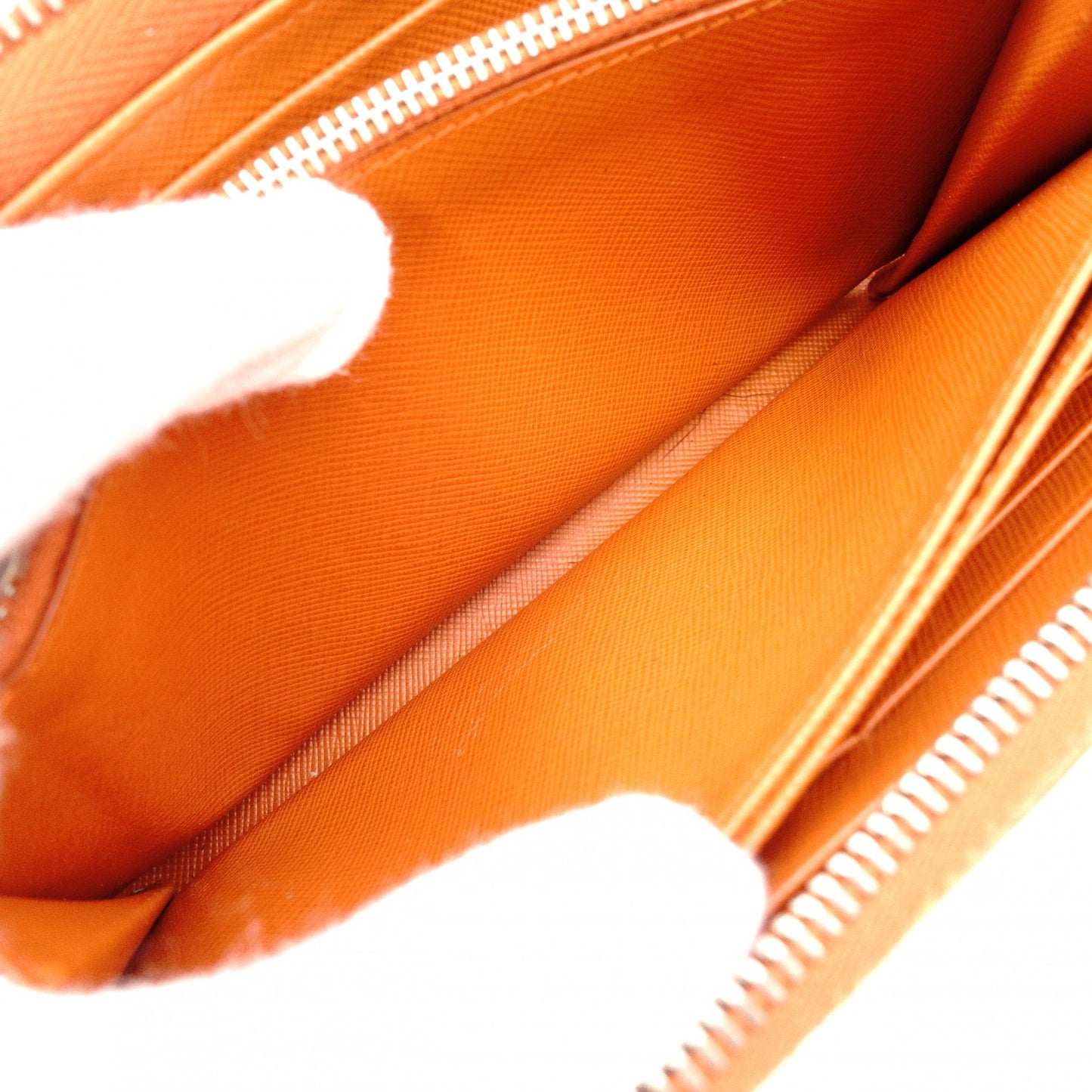 PRADA Saffiano Long Wallet, Leather, Orange, Wallet, Logo, Silver Hardware