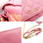 Miu Miu Leather Chain Wallet Pink Gold Hardware Quilted Long Wallet Shoulder Logo 7-11-212