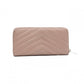 YVES SAINT LAURENT V-Stitch Cassandra Long Wallet, Leather, Beige, Silver Hardware