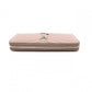 YVES SAINT LAURENT V-Stitch Cassandra Long Wallet, Leather, Beige, Silver Hardware