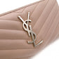 YVES SAINT LAURENT V-Stitch Cassandra Long Wallet, Leather, Beige, Silver Hardware