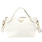 PRADA Leather Handbag White 2-Way Shoulder Bag White Triangle Logo 7-12-228