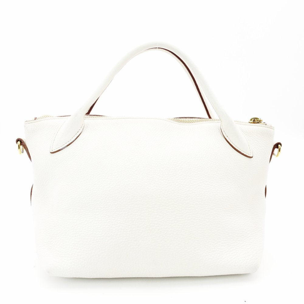 PRADA Leather Handbag White 2-Way Shoulder Bag White Triangle Logo 7-12-228