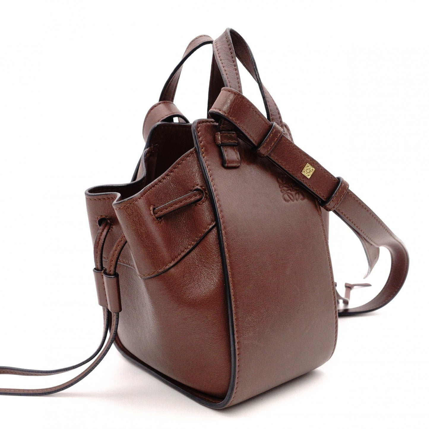 LOEWE Hammock Mini Hand Bag, Leather, Dark Brown, 2-Way Crossbody, Women's