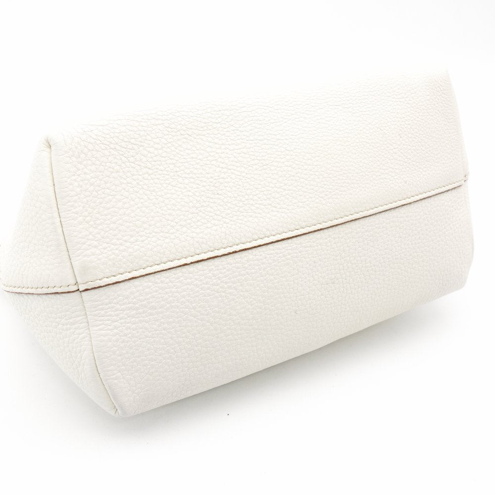 PRADA Leather Handbag White 2-Way Shoulder Bag White Triangle Logo 7-12-228