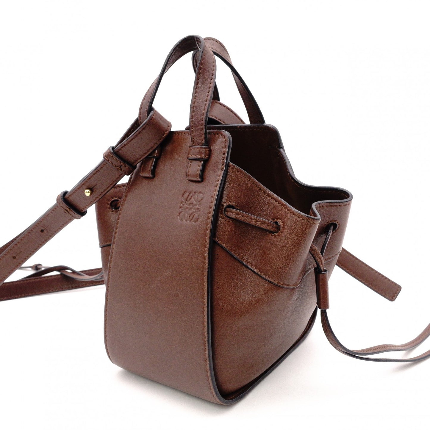 LOEWE Hammock Mini Hand Bag, Leather, Dark Brown, 2-Way Crossbody, Women's