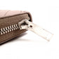 YVES SAINT LAURENT V-Stitch Cassandra Long Wallet, Leather, Beige, Silver Hardware