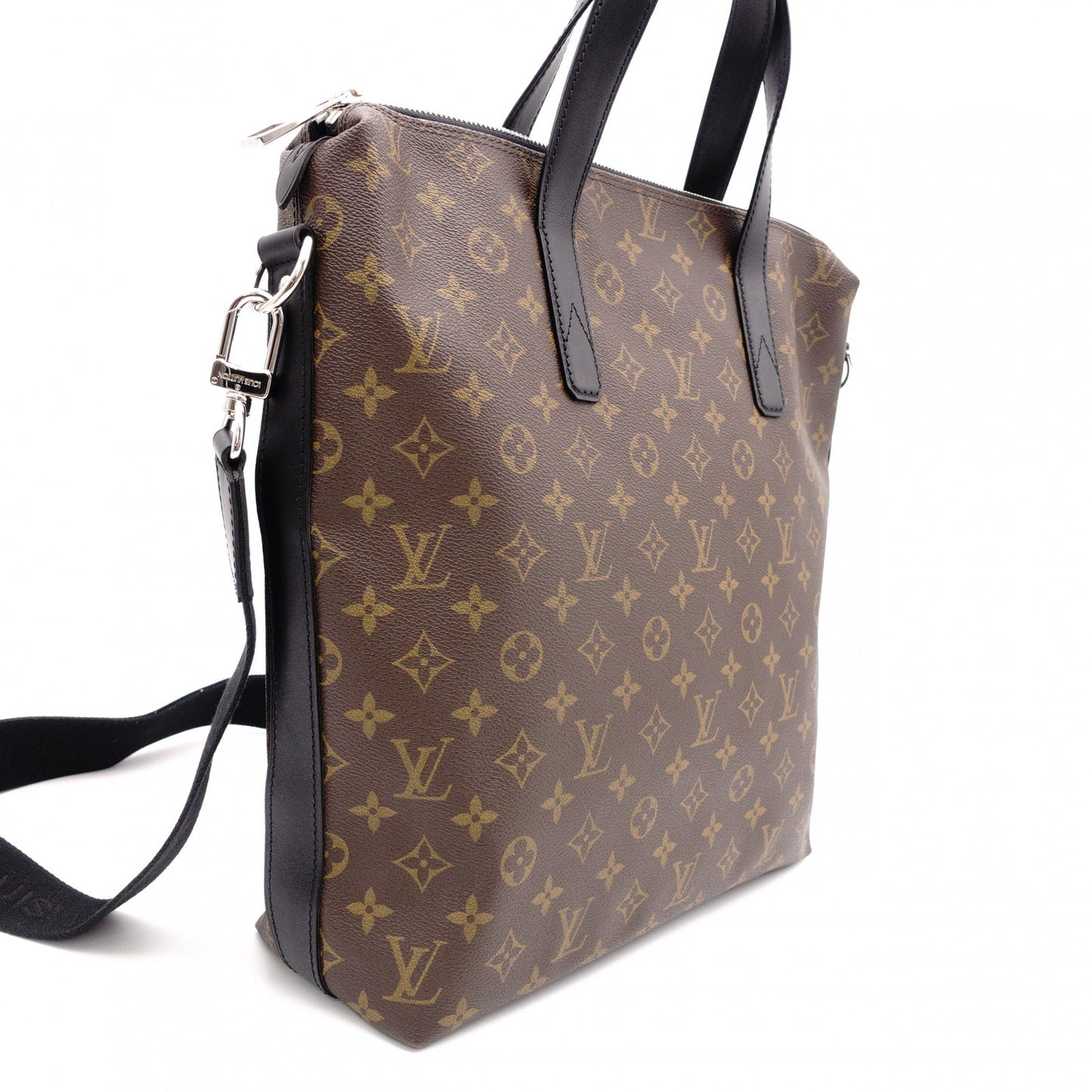 LOUIS VUITTON Kitán Monogram Makassar Handbag, PVC/Leather, Brown, Men's