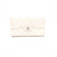 CHANEL Matelassé Long Wallet, Leather, White Caviar Skin, Flap Wallet, Silver Hardware