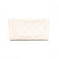 CHANEL Matelassé Long Wallet, Leather, White Caviar Skin, Flap Wallet, Silver Hardware
