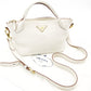 PRADA Leather Handbag White 2-Way Shoulder Bag White Triangle Logo 7-12-228