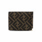 FENDI Zucca Fold Wallet Brown Men's Billfold Card Case Money Clip PVC Leather R801138
