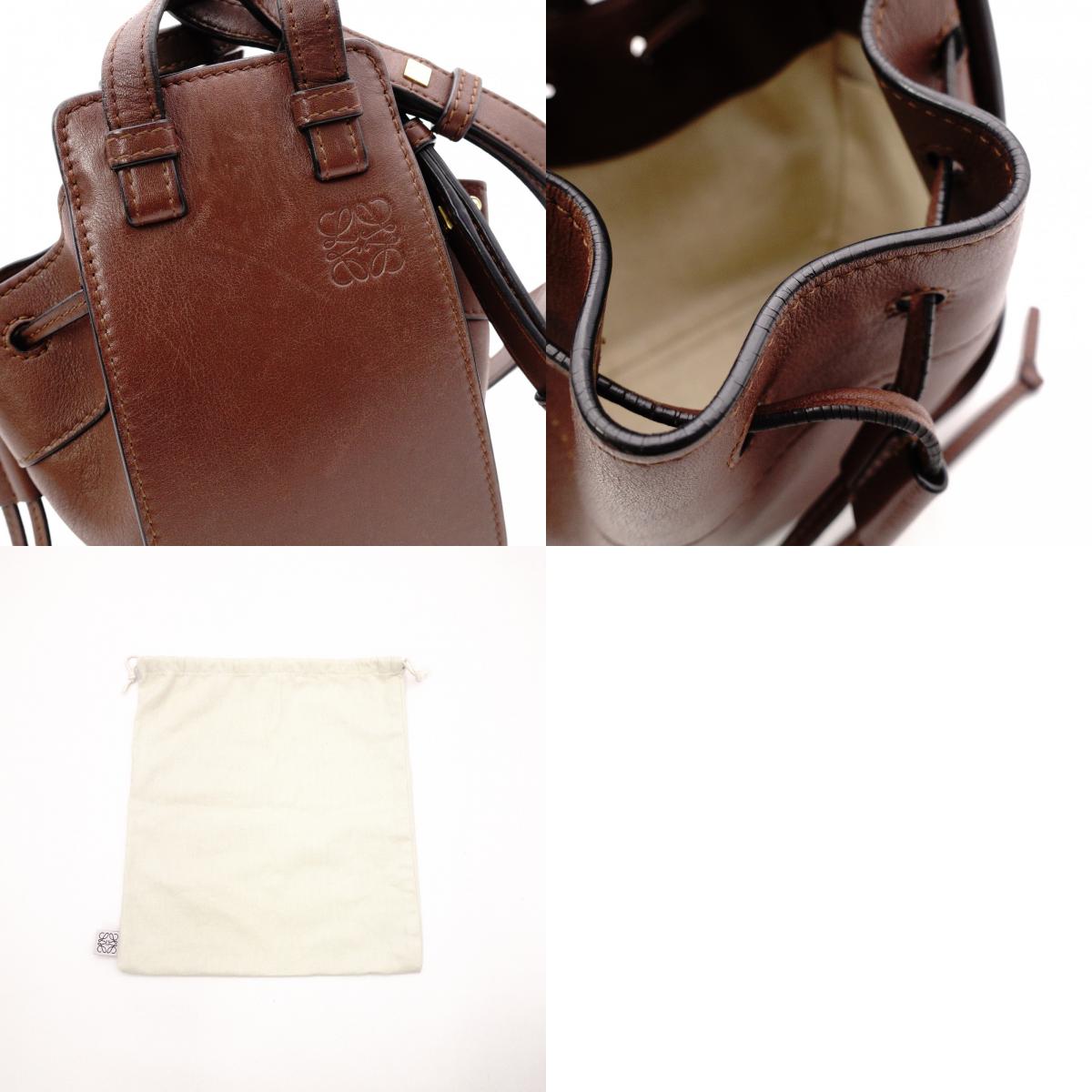 LOEWE Hammock Mini Hand Bag, Leather, Dark Brown, 2-Way Crossbody, Women's