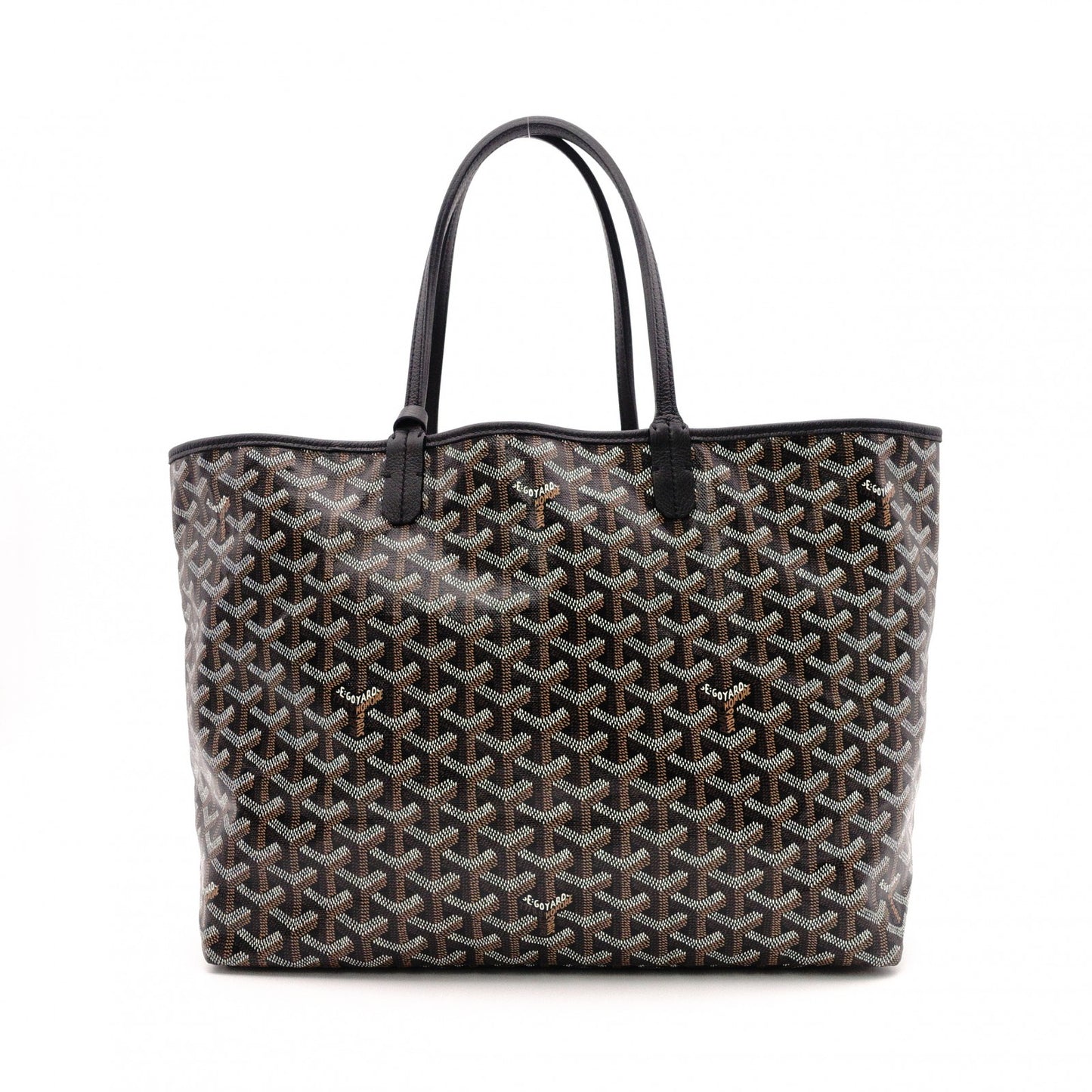 GOYARD Saint Louis PM Tote Bag, PVC and Leather, Black, Shoulder Bag, A4 Size